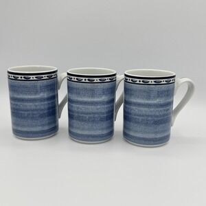 Dansk Bistro Café Belgian Blue Set of 3 Coffee Tea Mugs Thailand